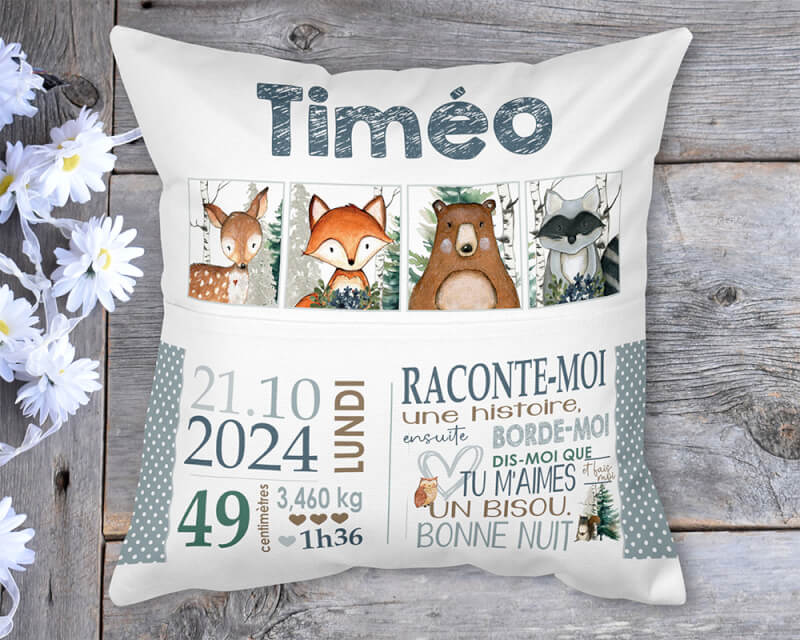 Coussin lecture "Forêt enchantée" - avec date naissance – Image 2