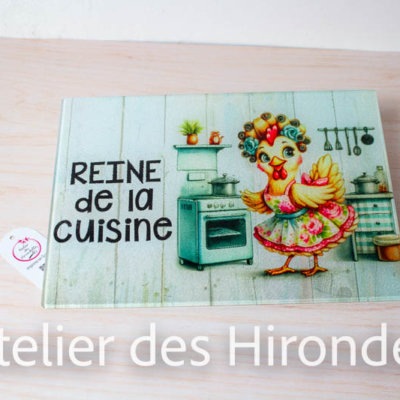 "Planche en Verre 'Reine de la Cuisine'
