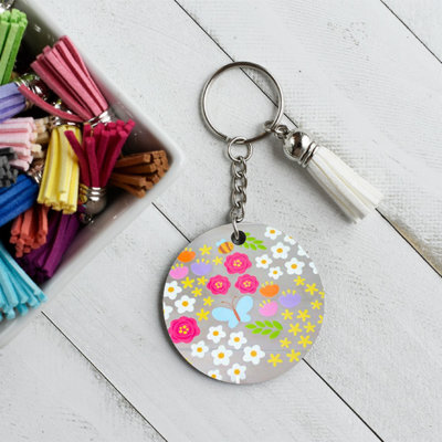 Porte-Clés Rond 'Évasion Florale'