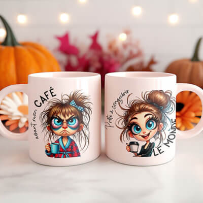 Tasse "Avant/Après Café" – Le Secret de votre Matinée Réussie!