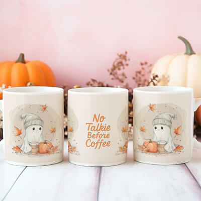 Mug Fantôme "No Talkie Before Coffee"
