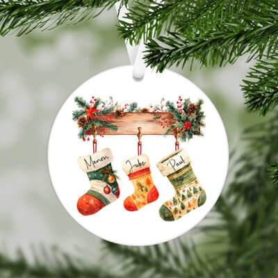 Boule de Noël en Mdf personnalisé - Chaussettes Colorées