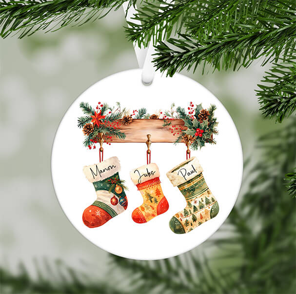 Boule de Noël en Mdf personnalisé - Chaussettes Colorées