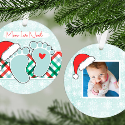 Boule de Noël en Mdf personnalisé - Souvenirs bébé