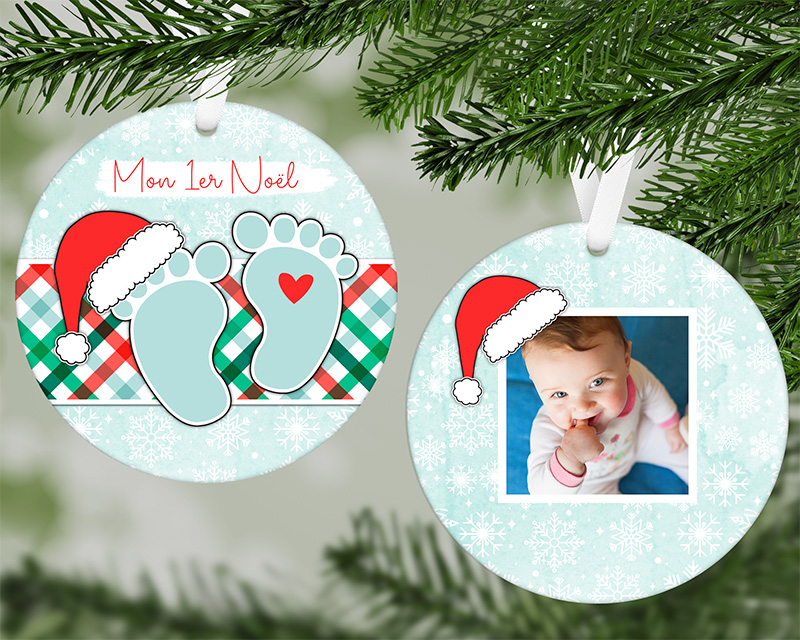 Boule de Noël en Mdf personnalisé - Souvenirs bébé