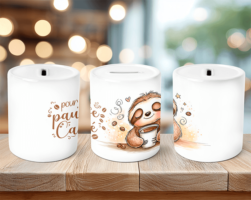 Tirelire "Pour la pause café" – Le Paresseux Barista – Image 3