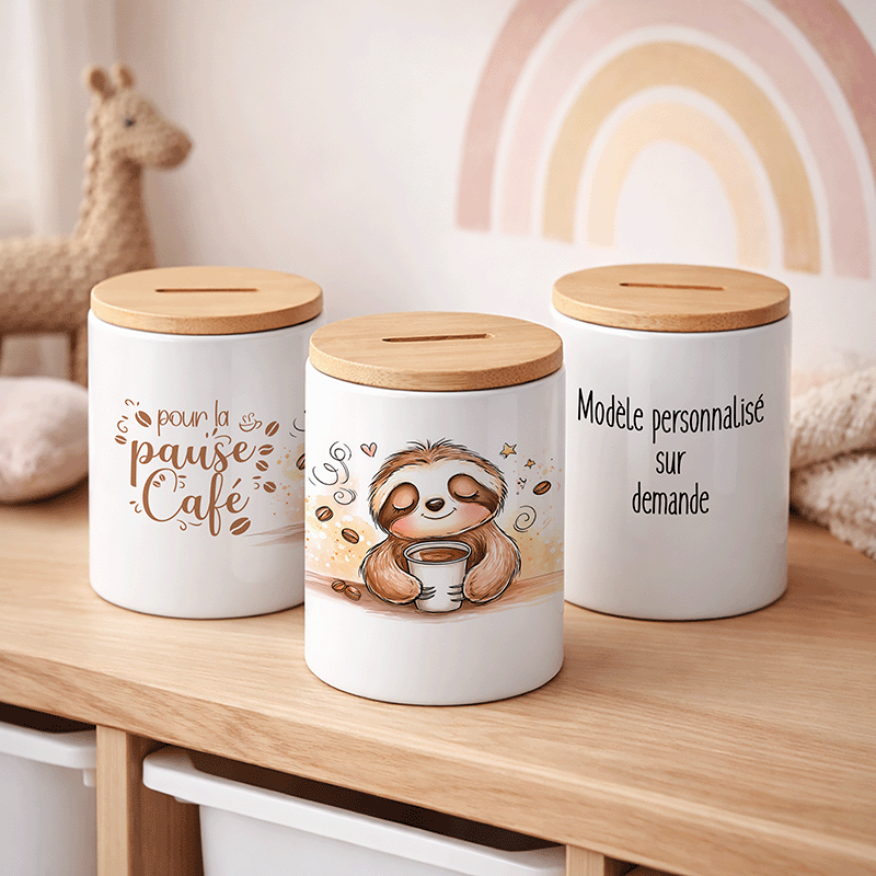 Tirelire "Pour la pause café" – Le Paresseux Barista – Image 4