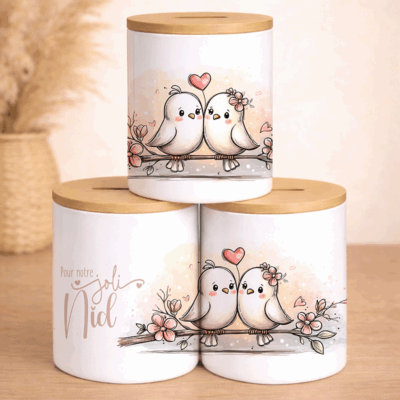 Tirelire "Pour notre futur nid" – Le Duo d'Oiseaux