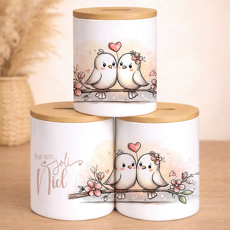 Tirelire "Pour notre futur nid" – Le Duo d'Oiseaux