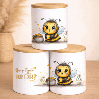 Tirelire  "Un petit geste pour l'équipe" – L'Abeille Généreuse