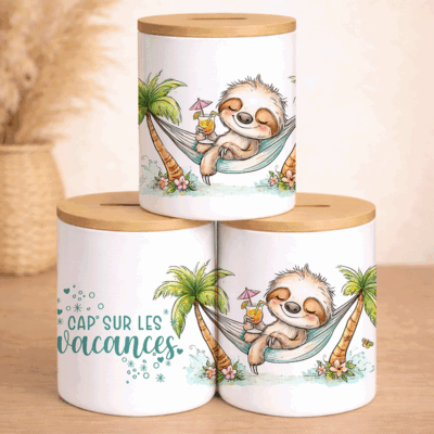 Tirelire "Cap sur les vacances !" – Le Paresseux Voyageur