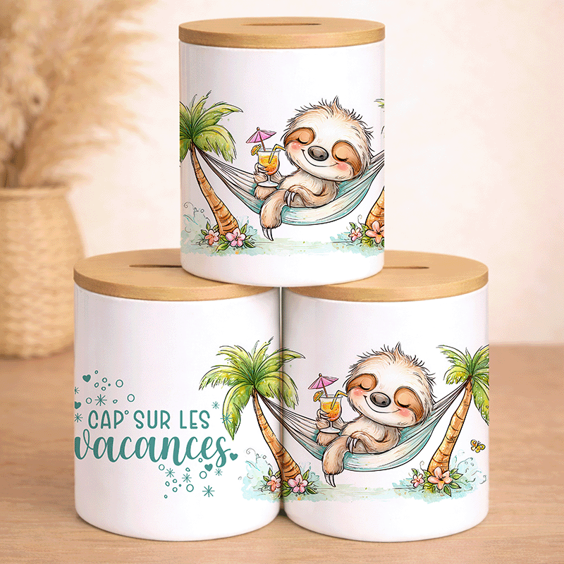 Tirelire "Cap sur les vacances !" – Le Paresseux Voyageur