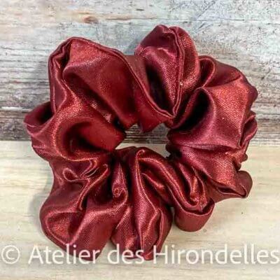 Chouchou en satin - bordeaux