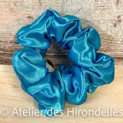 Chouchou en satin - turquoise